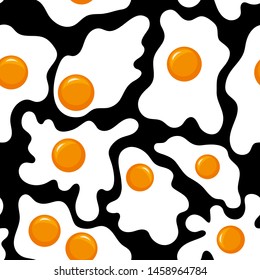 Seamless pattern of eggs. Chicken eggs on black background
