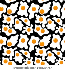 Seamless pattern of eggs. Chicken eggs on black background