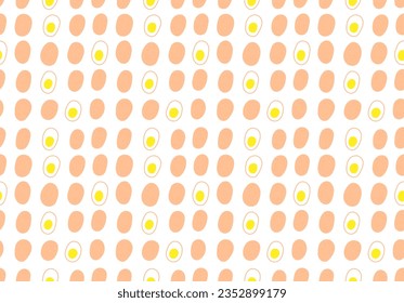 Seamless pattern with eggs. Cute hand drawn doodle funny style fried, boiled, raw chicken, quail eggs illustration. Cartoon style repeatable yolks wallpaper, cover, background, page, wrapping, print