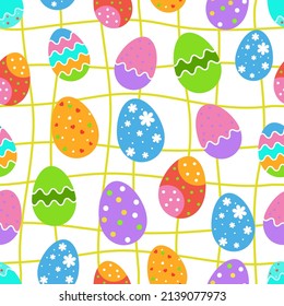 Seamless pattern with eggs. Easter background. Vector illustration.