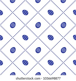 Seamless pattern with eggs with flower and waves. Design for banner and print.