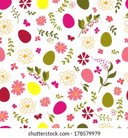 seamless pattern from eggs and flowers