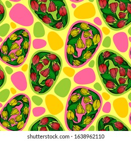 SEAMLESS PATTERN WITH EGGS FROM FLOWERS IN A VECTOR