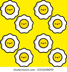 Seamless pattern with eggs on yellow background. Vector illustration