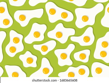 seamless pattern with eggs. Scrambled eggs, fried eggs - vector illustration.