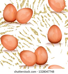 Seamless pattern with eggs. Symbol of Easter holiday. Healthy food.