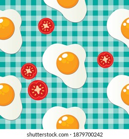seamless pattern of eggs and tomatoes. vector seamless image