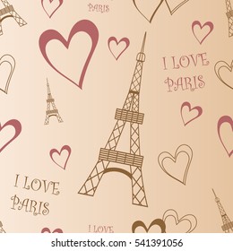 Seamless pattern with Eiffel tower