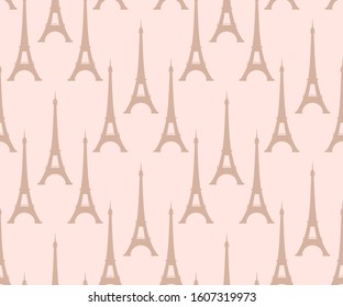 Seamless pattern with Eiffel Tower. Hand drawing decorative background. Vector pattern. Print for textile, cloth, wallpaper, scrapbooking