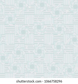 Seamless pattern. Eight-pointed stars on a chessboard background. Three-color texture. Abstraction.