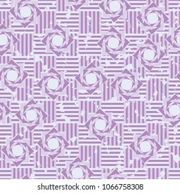 Seamless pattern. Eight-pointed stars on a chessboard background. Three-color texture. Abstraction.