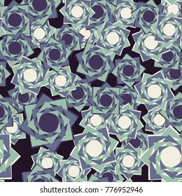 Seamless pattern. Eight-sided colored figures located randomly.