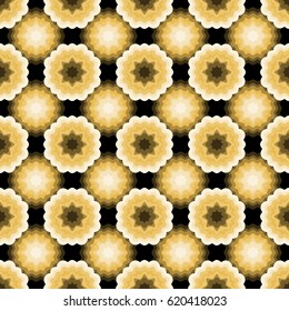 Seamless pattern. Eight-sided figure. Bronze and yellow shades.
