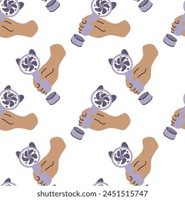 seamless pattern with electric desk fan or hand fan. Vector illustration can used for electric equipment banner, flyer or poster, wrapping paper. 