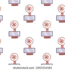 seamless pattern with electric desk fan or hand fan. Vector illustration can used for electric equipment banner, flyer or poster, wrapping paper. 