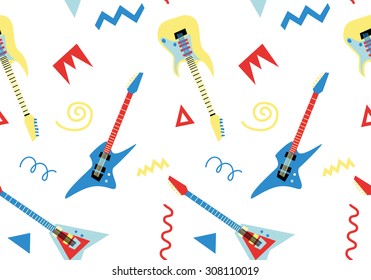 Seamless pattern with electric guitars in retro style 2