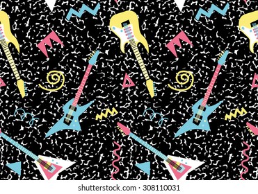 Seamless pattern with electric guitars in retro style 1