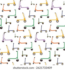 Seamless pattern with electric scooters.