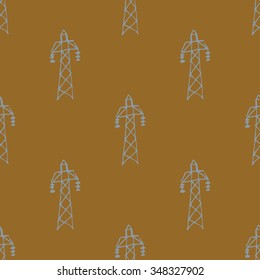 Seamless pattern for electricity - power lines illustration