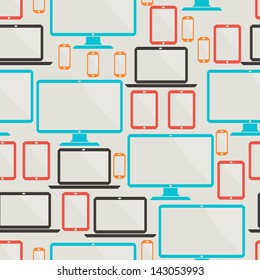 Seamless pattern with electronic devices.