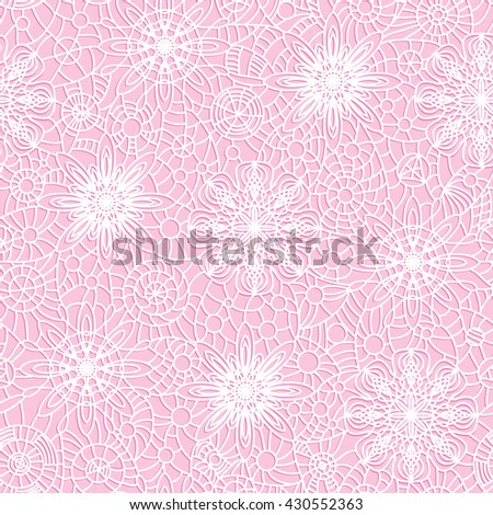 Seamless pattern elegance white  lace on pink background.