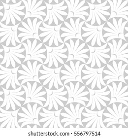 Seamless pattern with elegant abstract palm branches. Monochrome stylish texture of repeating geometric shapes on white  background.
