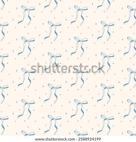 A seamless pattern with elegant blue bows on a light background. Perfect for textiles, gift wrapping, wallpaper, stationery, digital backgrounds, and wedding decor.