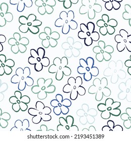 Seamless pattern of elegant and dainty florals. Floral drawing pattern with leaves for textile print Liberty style millefleurs.