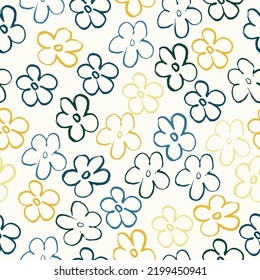 Seamless pattern of elegant and dainty florals. Vector seamless flower monochrome pattern Liberty style millefleurs.