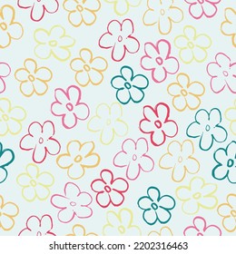 Seamless pattern of elegant and dainty florals.  Vector flower seamless background. Liberty style millefleurs.