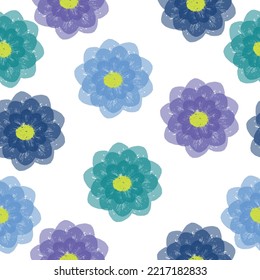 Seamless pattern of elegant and dainty florals. Modern swatch. Nature background for textile, print and any your design.  A lot of different flowers on the field.