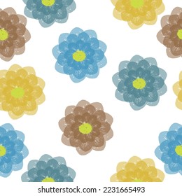 Seamless pattern of elegant and dainty florals. Trendy floral design  A lot of different flowers on the field.