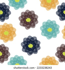 Seamless pattern of elegant and dainty florals. Trendy floral design  A lot of different flowers on the field.