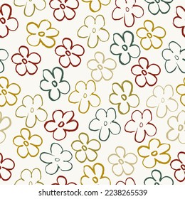 Seamless pattern of elegant and dainty florals. A lot of different flowers on the field. Liberty style millefleurs.