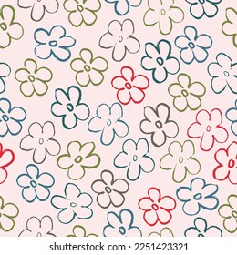 Seamless pattern of elegant and dainty florals. Vector seamless flower monochrome pattern Liberty style millefleurs.