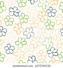 Seamless pattern of elegant and dainty florals. Vector seamless flower monochrome pattern Liberty style millefleurs.