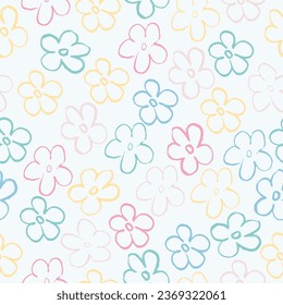 Seamless pattern of elegant and dainty florals.  Vector flower seamless background. Liberty style millefleurs.