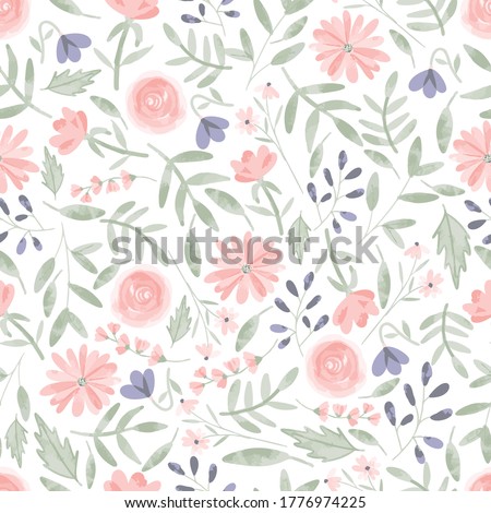 Seamless pattern of elegant and dainty florals. Stockfoto © 