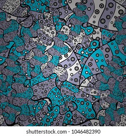 Seamless pattern Elegant decorative ornament for fashion print, scrapbook, wrapping paper, wallpaper. Pictures on a black, neutral and blue colors Vector illustration.