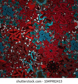 Seamless pattern Elegant decorative ornament for fashion print, scrapbook, wrapping paper, wallpaper. Pictures on a red, black and blue colors Vector illustration.