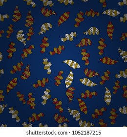 Seamless pattern Elegant decorative ornament for fashion print, scrapbook, wrapping paper, wallpaper. Pictures on a black, blue and yellow colors Vector illustration.