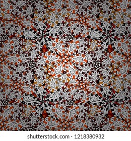 Seamless pattern Elegant decorative ornament for fashion print, scrapbook, wrapping paper, wallpaper. Images on a white, black and orange colors Vector illustration.
