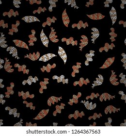 Seamless pattern Elegant decorative ornament for fashion print, scrapbook, wrapping paper, wallpaper. Pictures on a beige, orange and black colors Vector illustration.