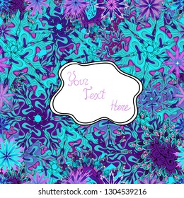 Seamless pattern Elegant decorative ornament for fashion print, scrapbook, wrapping paper, wallpaper. Images on a white, blue and violet colors Vector illustration.