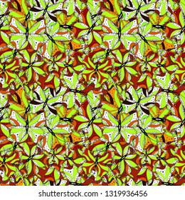 Seamless pattern Elegant decorative ornament for fashion print, scrapbook, wrapping paper, wallpaper. Pictures on a white, green and red colors Vector illustration.