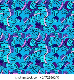 Seamless pattern Elegant decorative ornament for fashion print, scrapbook, wrapping paper, wallpaper. Pictures on a black, violet and blue colors Vector illustration.