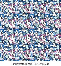 Seamless pattern Elegant decorative ornament for fashion print, scrapbook, wrapping paper, wallpaper. Images on a blue, neutral and white colors Vector illustration.