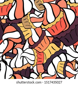 Seamless pattern Elegant decorative ornament for fashion print, scrapbook, wrapping paper, wallpaper. Images on a white, black and orange colors Vector illustration.