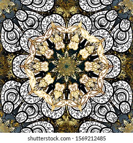 Seamless pattern Elegant decorative ornament for fashion print, scrapbook, wrapping paper, wallpaper. Pictures on a black and white colors Vector illustration.
