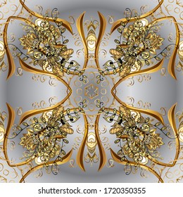 Diseño elegante adorno decorativo para la estampa de moda, álbumes, papel de envoltura, tapicería. Imágenes en colores marrón y gris Imagen vectorial.